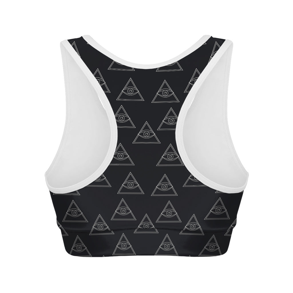 Masonic Eye Pattern Print Women's Sports Bra