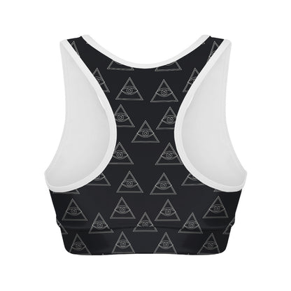 Masonic Eye Pattern Print Women's Sports Bra