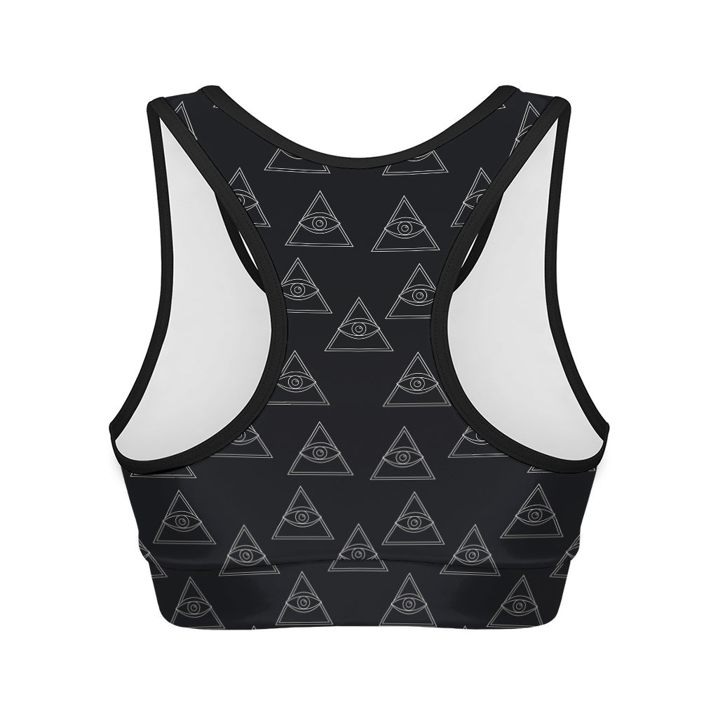 Masonic Eye Pattern Print Women's Sports Bra