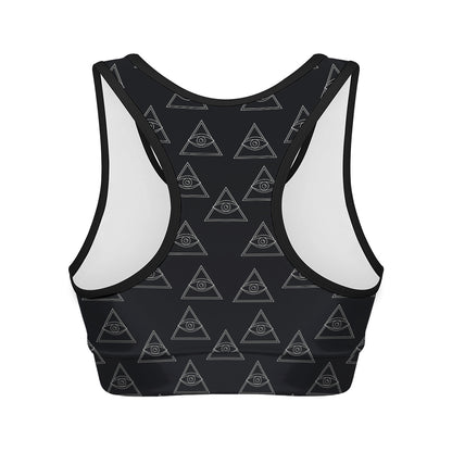 Masonic Eye Pattern Print Women's Sports Bra