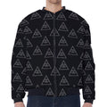 Masonic Eye Pattern Print Zip Sleeve Bomber Jacket