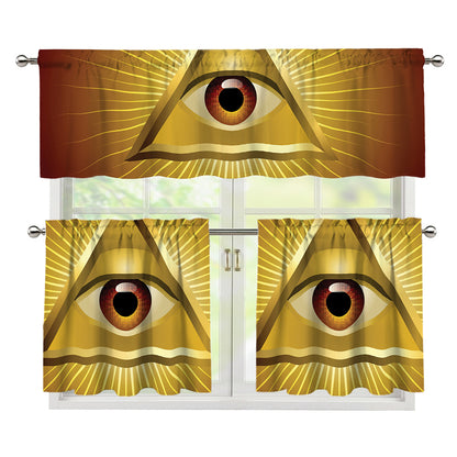 Masonic Eye Sight Print 3 Piece Kitchen Curtains