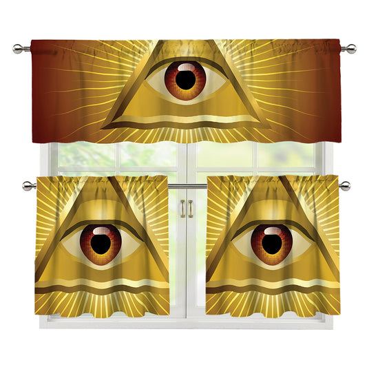 Masonic Eye Sight Print 3 Piece Kitchen Curtains