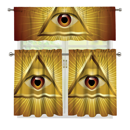 Masonic Eye Sight Print 3 Piece Kitchen Curtains