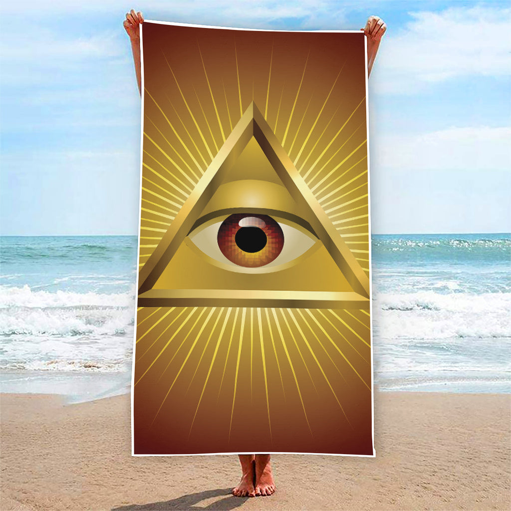 Masonic Eye Sight Print Beach Towel