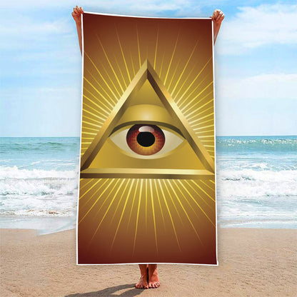 Masonic Eye Sight Print Beach Towel