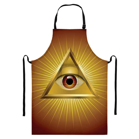 Masonic Eye Sight Print Bib Apron With Pocket