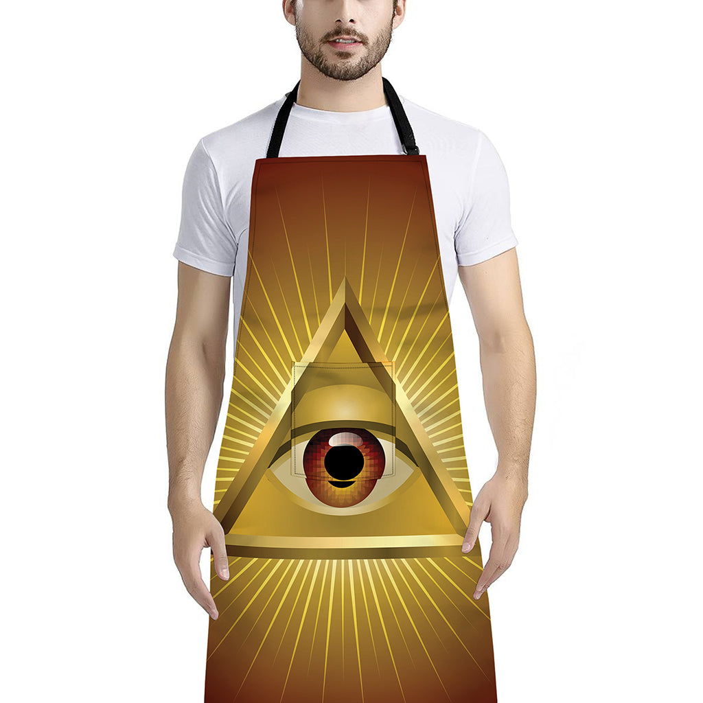 Masonic Eye Sight Print Bib Apron With Pocket