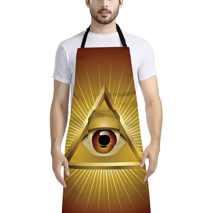 Masonic Eye Sight Print Bib Apron With Pocket