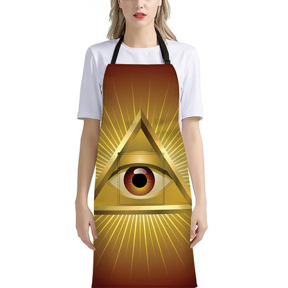 Masonic Eye Sight Print Bib Apron With Pocket