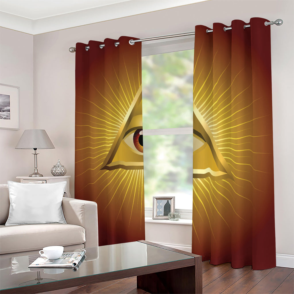 Masonic Eye Sight Print Blackout Grommet Curtains
