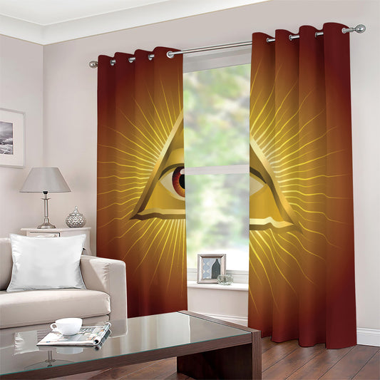 Masonic Eye Sight Print Blackout Grommet Curtains