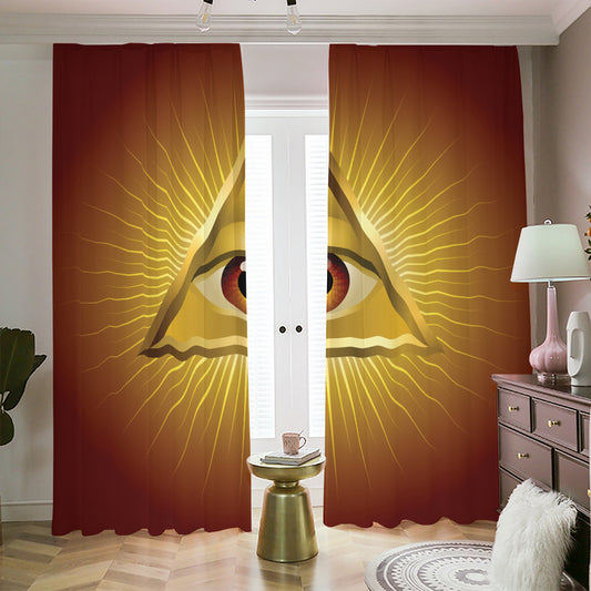 Masonic Eye Sight Print Blackout Pencil Pleat Curtains