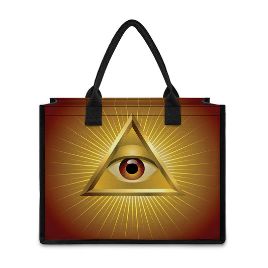 Masonic Eye Sight Print Canvas Tote Bag