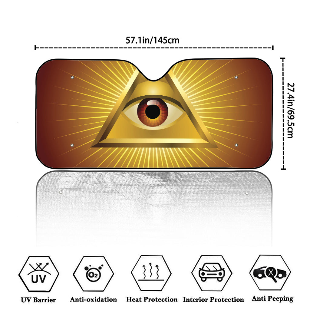 Masonic Eye Sight Print Car Windshield Sun Shade