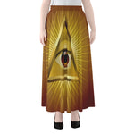 Masonic Eye Sight Print Chiffon Maxi Skirt