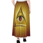 Masonic Eye Sight Print Chiffon Maxi Skirt