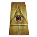 Masonic Eye Sight Print Cotton Front Slit Maxi Skirt
