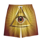 Masonic Eye Sight Print Cotton Shorts