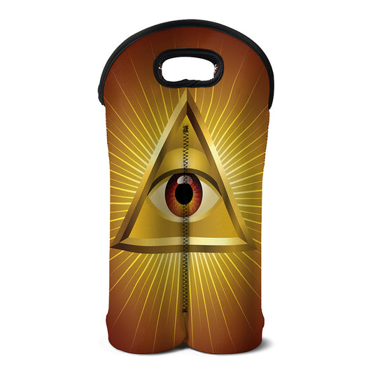 Masonic Eye Sight Print Double Neoprene Wine Tote