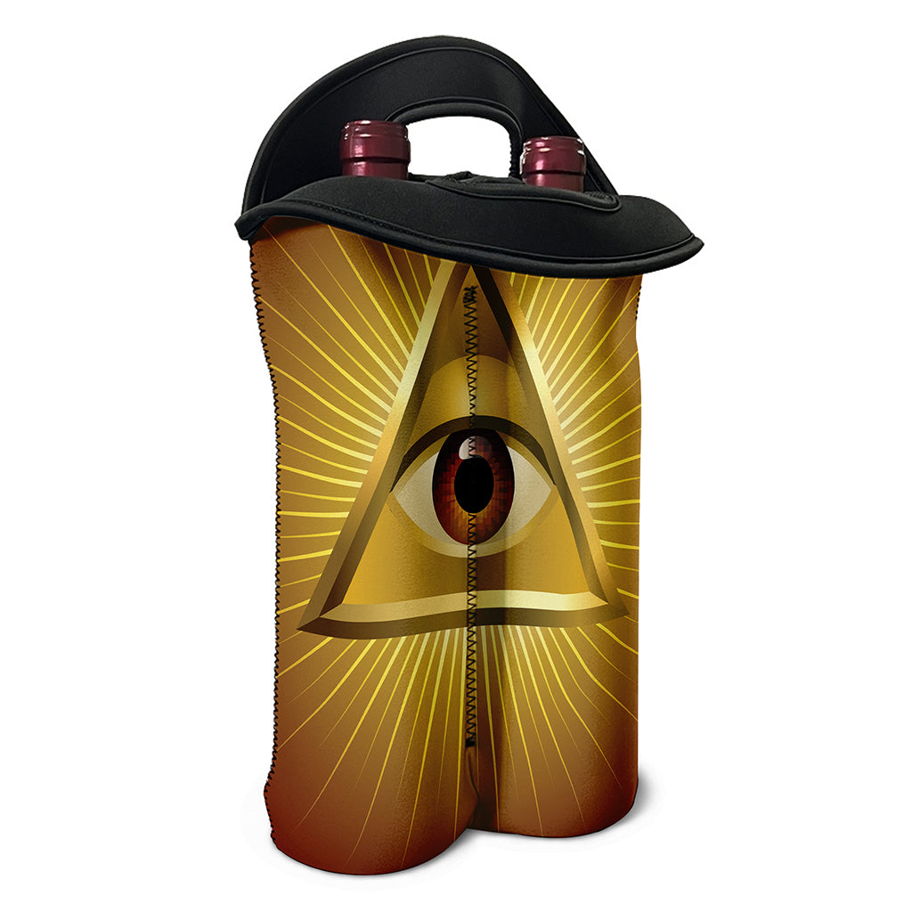 Masonic Eye Sight Print Double Neoprene Wine Tote