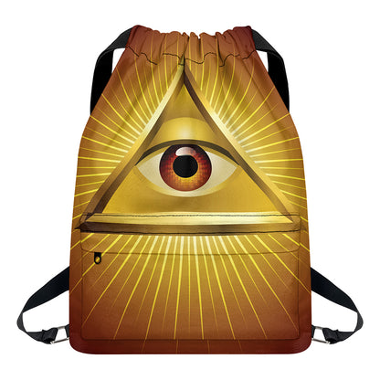 Masonic Eye Sight Print Drawstring Backpack