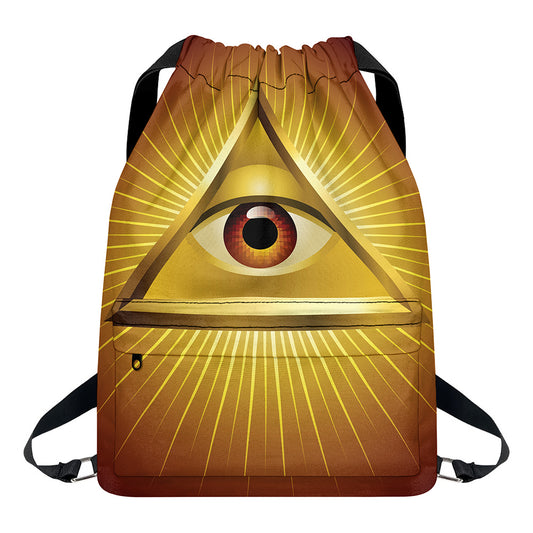 Masonic Eye Sight Print Drawstring Backpack