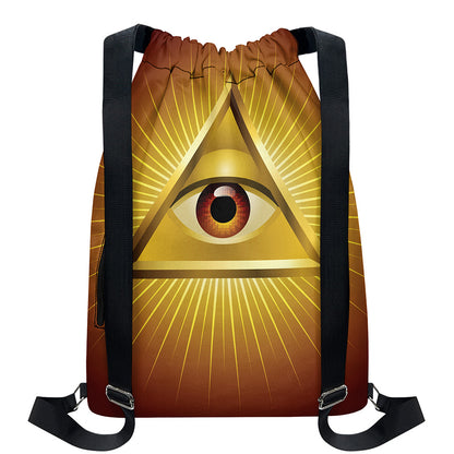 Masonic Eye Sight Print Drawstring Backpack