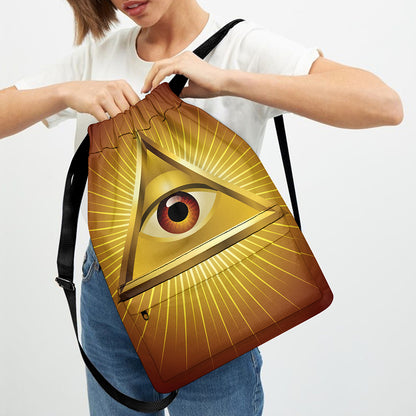 Masonic Eye Sight Print Drawstring Backpack