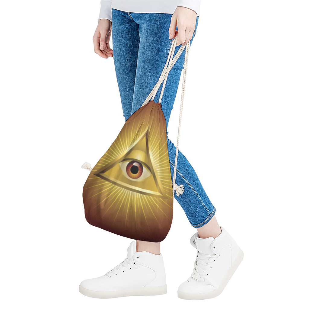 Masonic Eye Sight Print Drawstring Bag