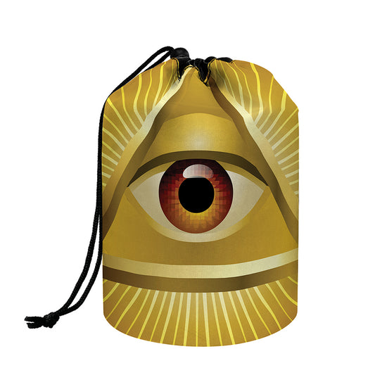 Masonic Eye Sight Print Drawstring Makeup Bag