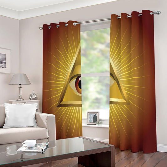 Masonic Eye Sight Print Extra Wide Grommet Curtains