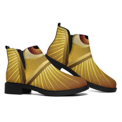 Masonic Eye Sight Print Flat Ankle Boots