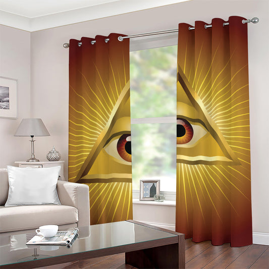 Masonic Eye Sight Print Grommet Curtains