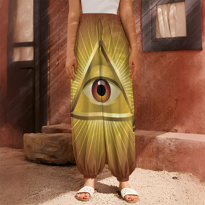 Masonic Eye Sight Print Harem Pants