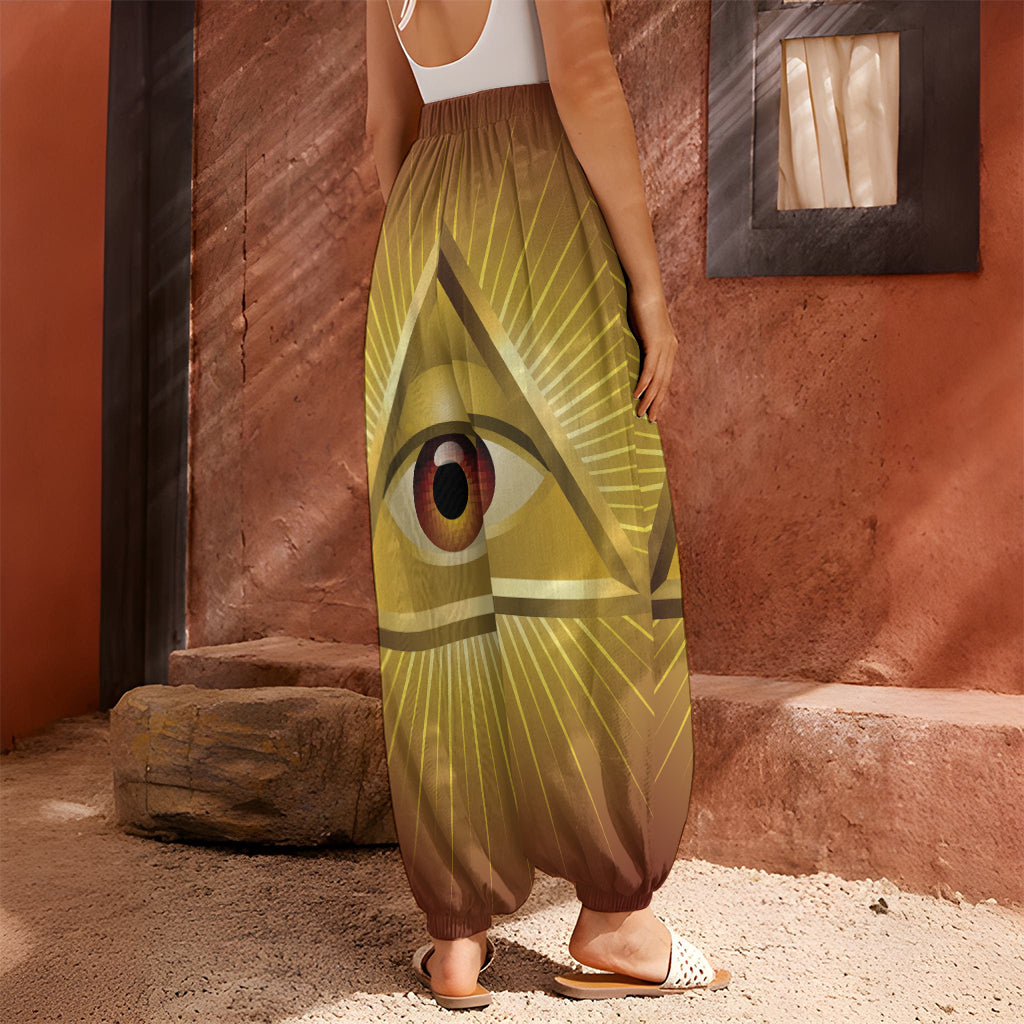 Masonic Eye Sight Print Harem Pants