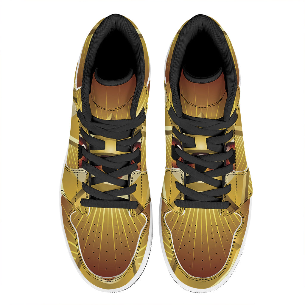 Masonic Eye Sight Print High Top Leather Sneakers