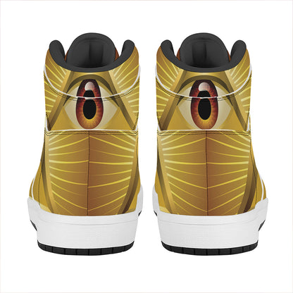 Masonic Eye Sight Print High Top Leather Sneakers