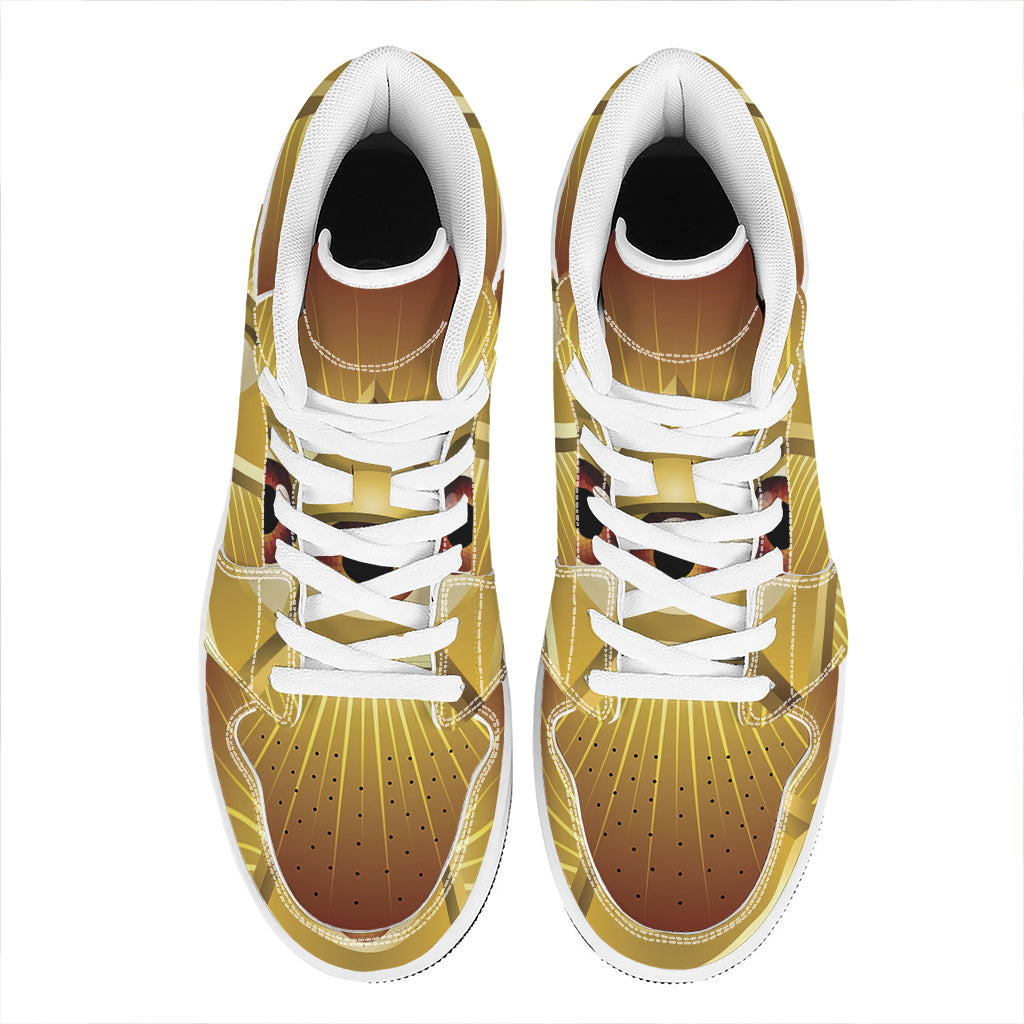 Masonic Eye Sight Print High Top Leather Sneakers