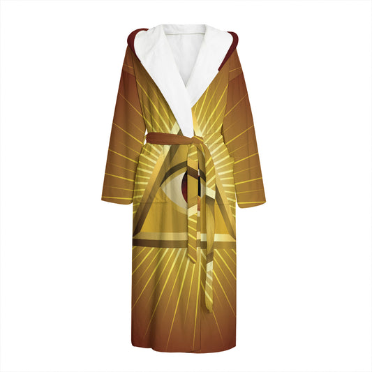 Masonic Eye Sight Print Hooded Bathrobe