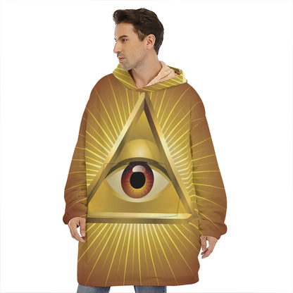 Masonic Eye Sight Print Hoodie Blanket