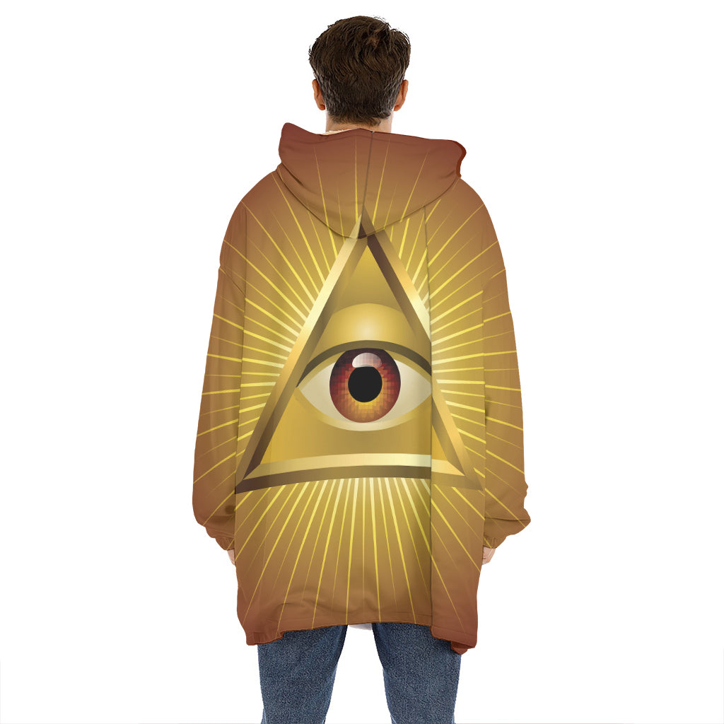 Masonic Eye Sight Print Hoodie Blanket