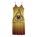 Masonic Eye Sight Print Jersey Midi Cami Dress