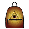 Masonic Eye Sight Print Leather Backpack
