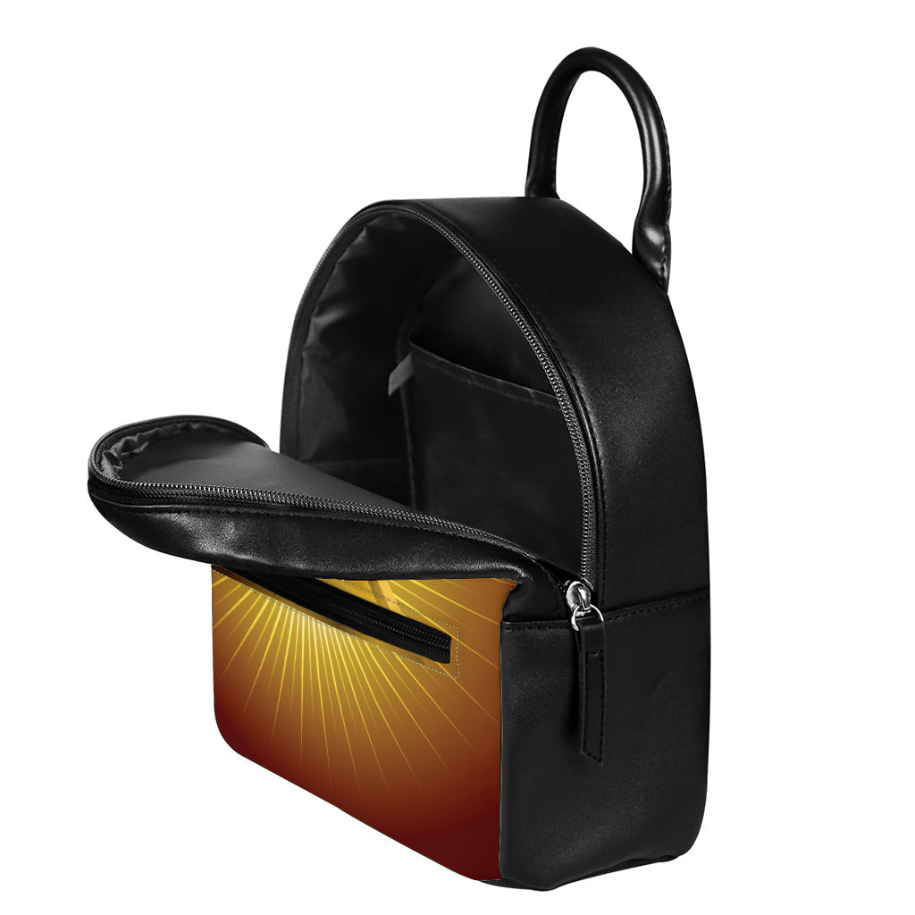 Masonic Eye Sight Print Leather Backpack