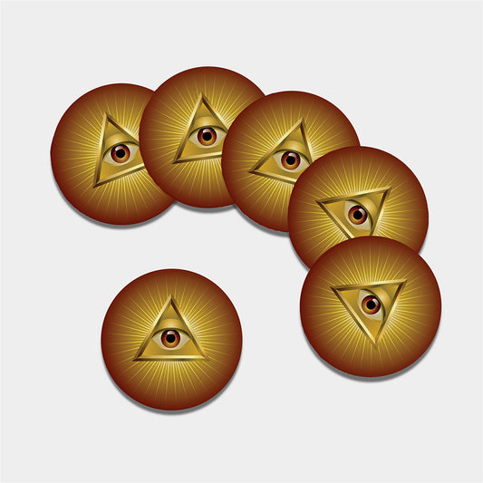 Masonic Eye Sight Print Leather Coaster Set