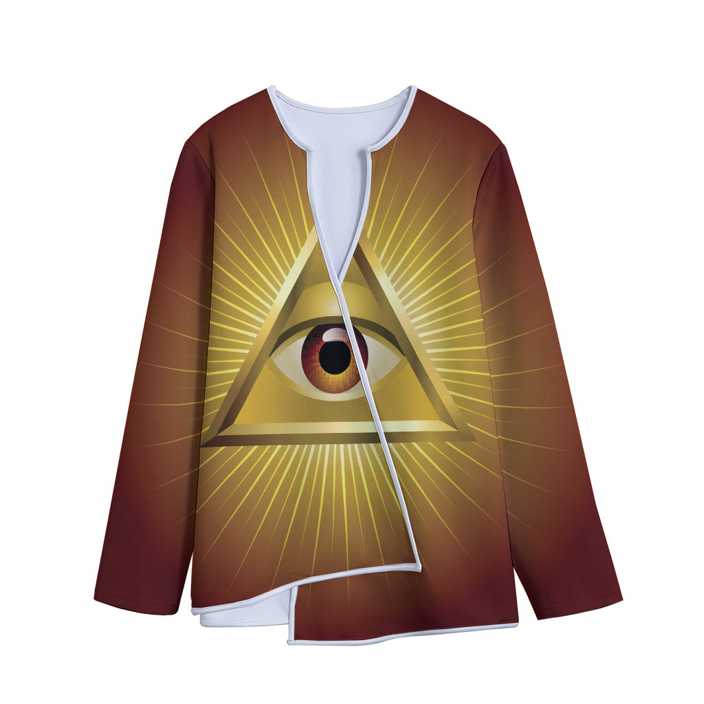 Masonic Eye Sight Print Long Sleeve Short Coat