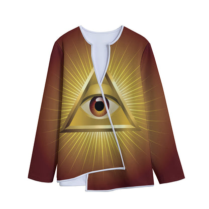 Masonic Eye Sight Print Long Sleeve Short Coat
