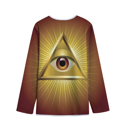 Masonic Eye Sight Print Long Sleeve Short Coat