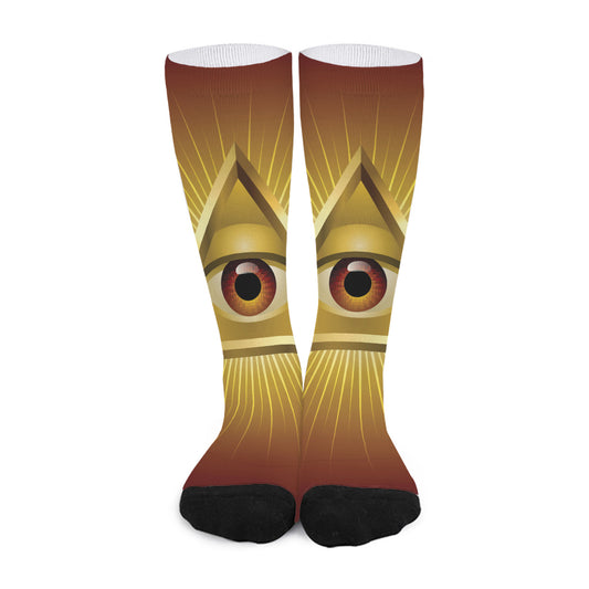 Masonic Eye Sight Print Long Socks